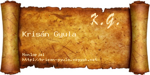 Krisán Gyula névjegykártya